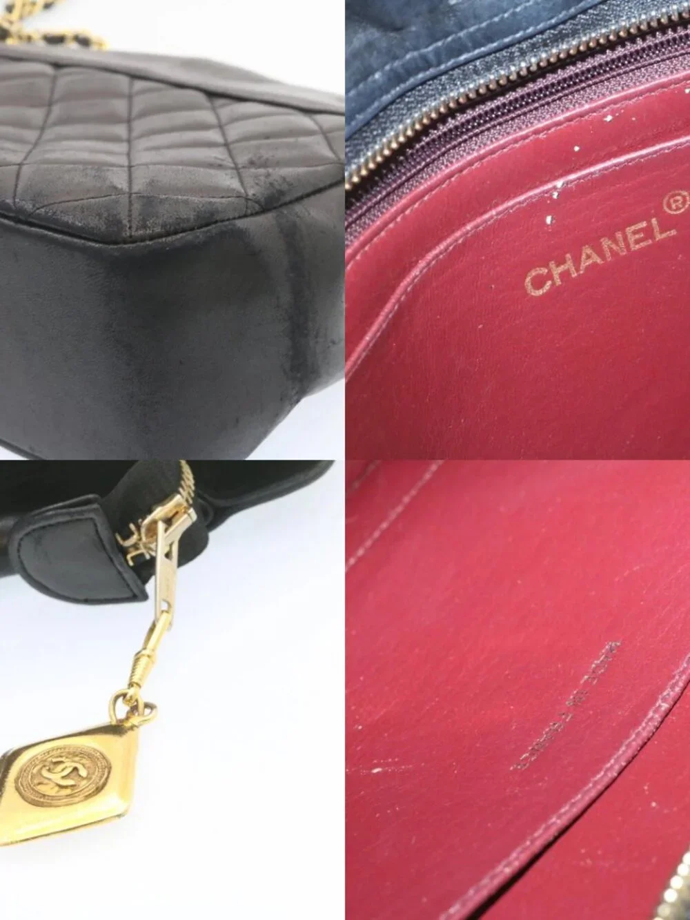 CHANEL Lamb Skin Matelasse Chain Shoulder Bag Black CC Auth am1201gV